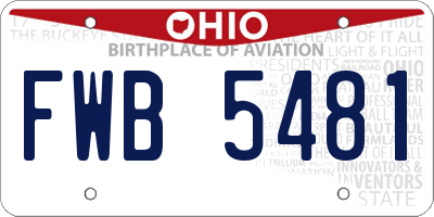 OH license plate FWB5481