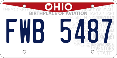 OH license plate FWB5487