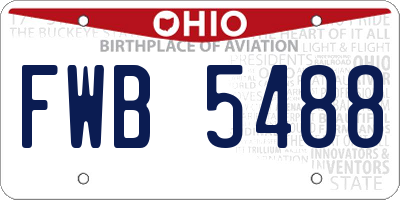 OH license plate FWB5488