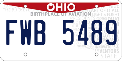 OH license plate FWB5489