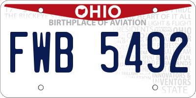 OH license plate FWB5492