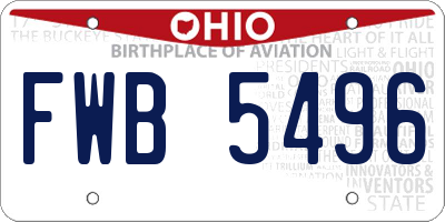 OH license plate FWB5496