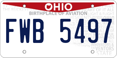 OH license plate FWB5497