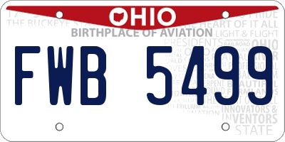 OH license plate FWB5499