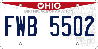 OH license plate FWB5502
