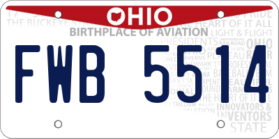 OH license plate FWB5514