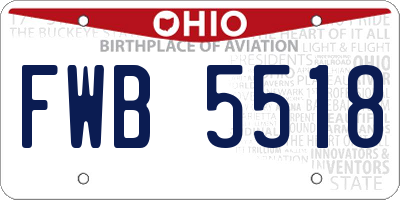 OH license plate FWB5518