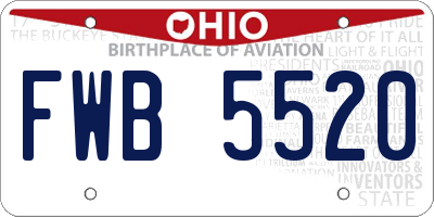 OH license plate FWB5520