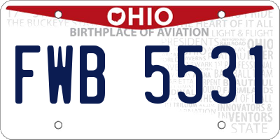 OH license plate FWB5531