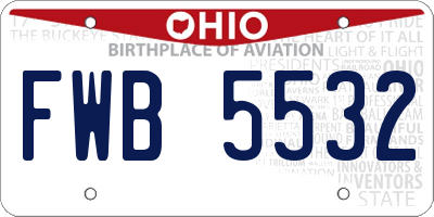 OH license plate FWB5532