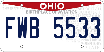 OH license plate FWB5533