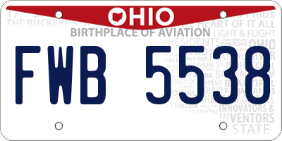 OH license plate FWB5538