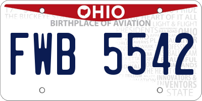 OH license plate FWB5542