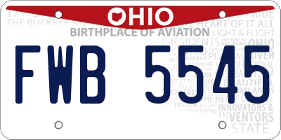 OH license plate FWB5545