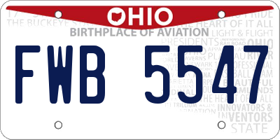 OH license plate FWB5547