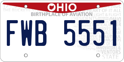 OH license plate FWB5551