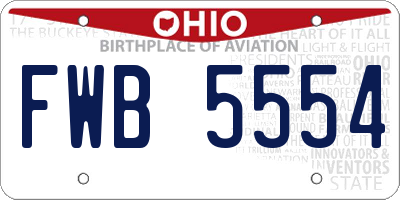 OH license plate FWB5554