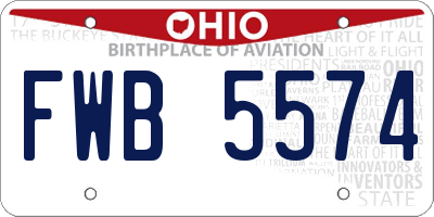 OH license plate FWB5574