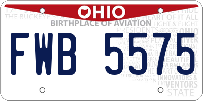 OH license plate FWB5575