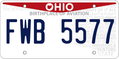 OH license plate FWB5577