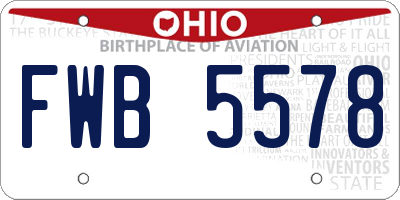 OH license plate FWB5578