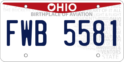 OH license plate FWB5581