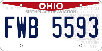 OH license plate FWB5593