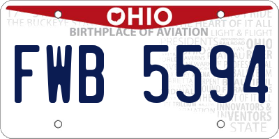 OH license plate FWB5594