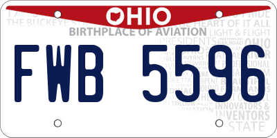 OH license plate FWB5596