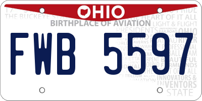 OH license plate FWB5597