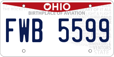 OH license plate FWB5599