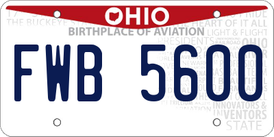 OH license plate FWB5600