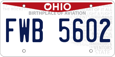 OH license plate FWB5602