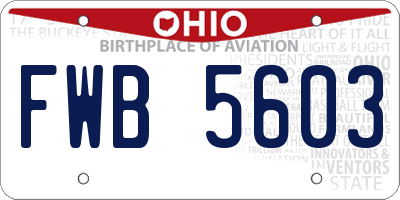 OH license plate FWB5603