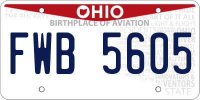 OH license plate FWB5605