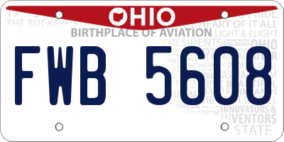 OH license plate FWB5608