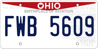 OH license plate FWB5609