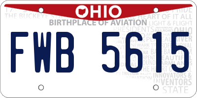 OH license plate FWB5615