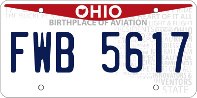 OH license plate FWB5617