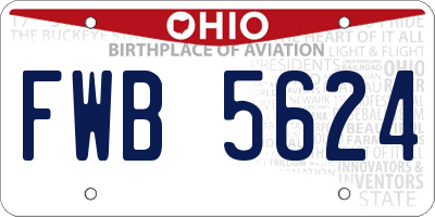 OH license plate FWB5624