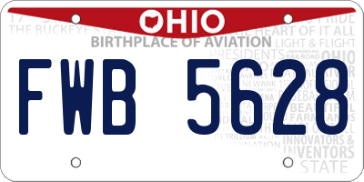OH license plate FWB5628