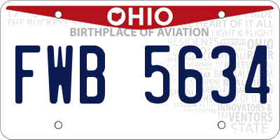 OH license plate FWB5634