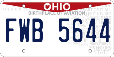 OH license plate FWB5644