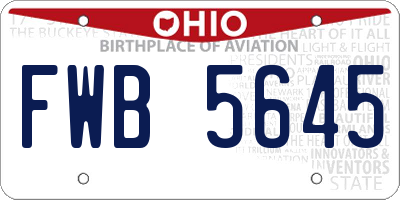 OH license plate FWB5645