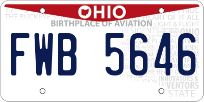 OH license plate FWB5646