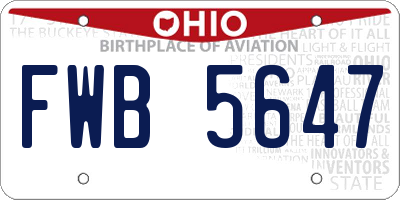 OH license plate FWB5647