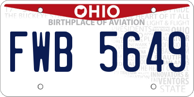 OH license plate FWB5649