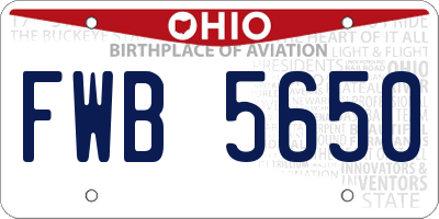 OH license plate FWB5650