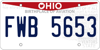 OH license plate FWB5653