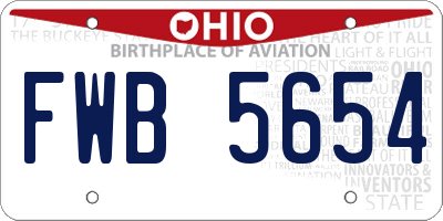 OH license plate FWB5654